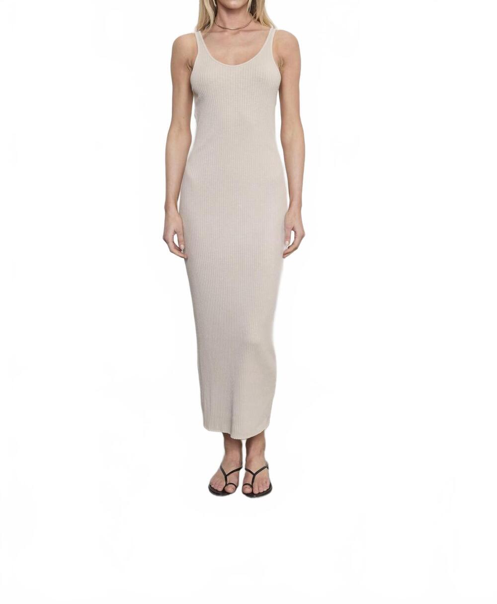 NEW ENZA COSTA military rib slim tank dress in flax
